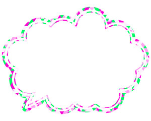 ステンドグラス風吹き出し　三角形模様　丸みのある雲形