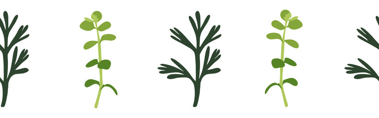 Leaves border on a white background. Hand-drawn illustration. Perfect for spring and summer.	