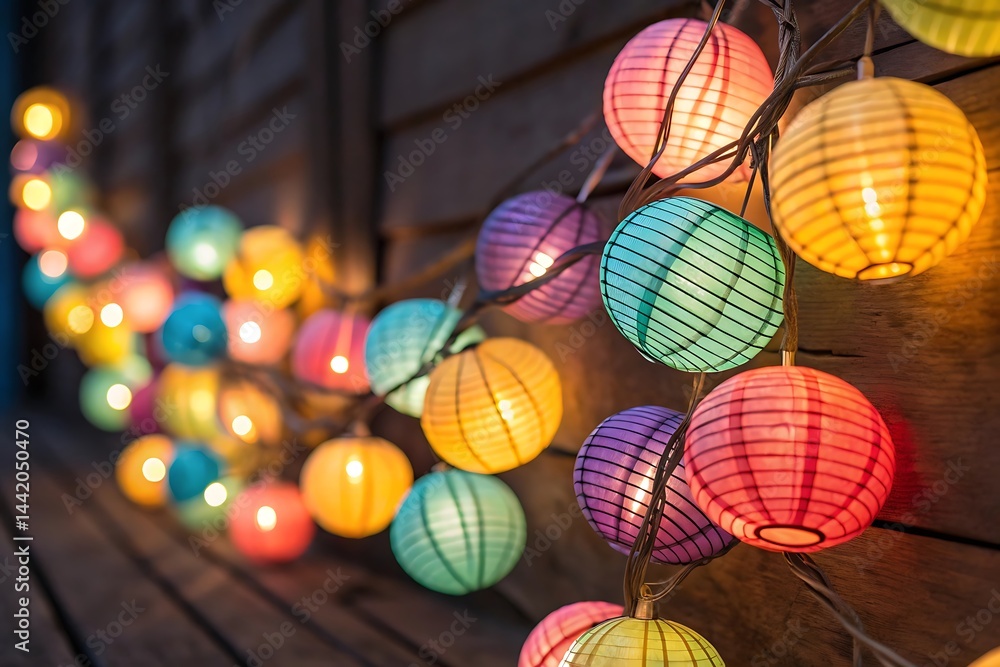Poster abstract colorful bokeh lights glow brightly on a black night, creating a shiny, defocused pattern p