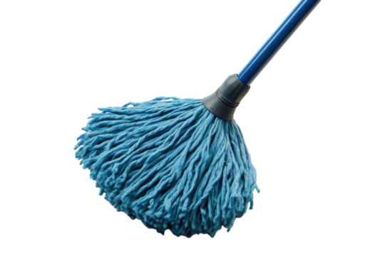 A sturdy blue mop head ready for cleaning against a bright white background Perfect for sparkling