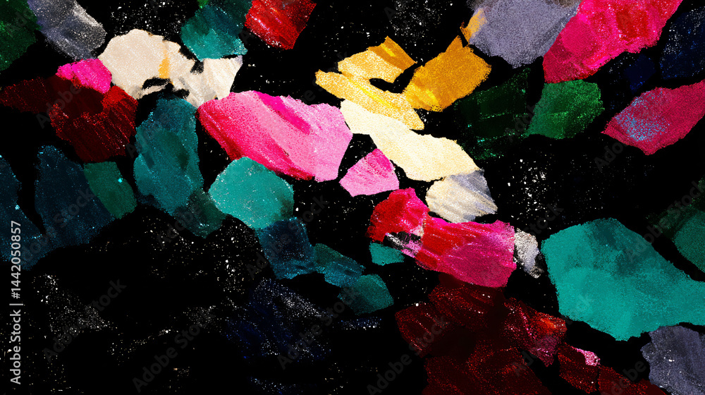 Poster abstract mosaic of colorful, irregular shapes with varied textures