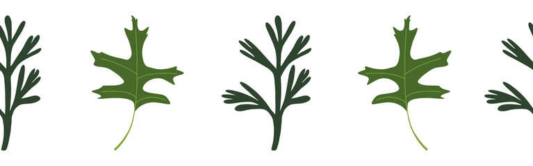 Leaves border on a white background. Hand-drawn illustration. Perfect for spring and summer.	