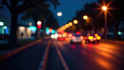 Abstract late-night city lights, blurred motion trails, night, lights