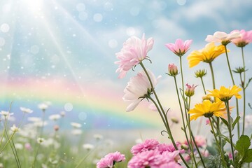 Fototapeta premium cherry blossom on colorful background