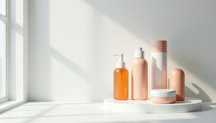 Clean minimalist product display on white backdrop, pristine, advertising