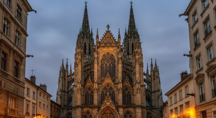 Fototapeta premium Gothic Cathedral Tower in Twilight