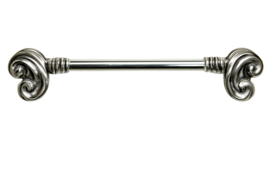 Elegant silver curtain rod with ornate swirl finials perfect for adding a touch of classic style to