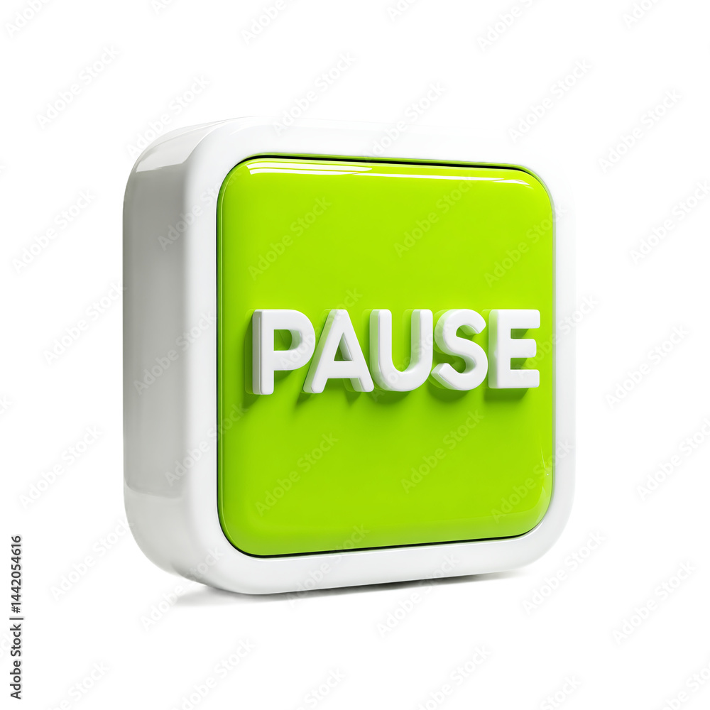 Poster glossy pause button in lime green