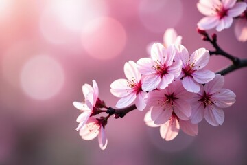 Naklejka premium Delicate pink sakura blossoms, intricate branch pattern , pink flower, botanical