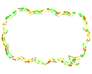 ステンドグラス風吹き出し　三角形模様　丸みのある雲形