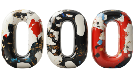 Bright paint strokes forming numbers, with visible brush textures. transparent PNG
