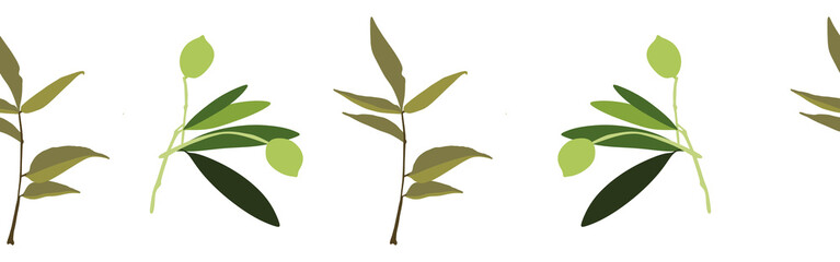 Fototapeta premium Border leaves and berries on a white background. Hand-drawn illustration. Perfect for spring and summer. 