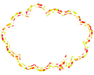 ステンドグラス風吹き出し　三角形模様　丸みのある雲形