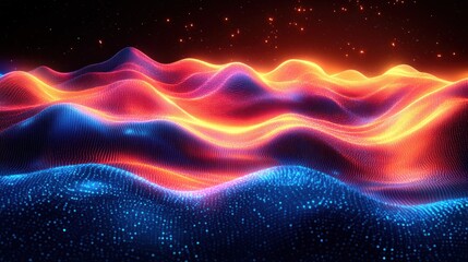 Obraz premium Abstract Neon Landscape: Vibrant Waves of Light and Color