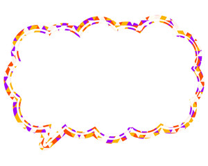 ステンドグラス風吹き出し　三角形模様　丸みのある雲形