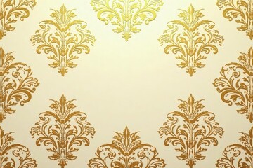 Intricate floral damask pattern in elegant beige and gold hues , floral pattern, beige, damask
