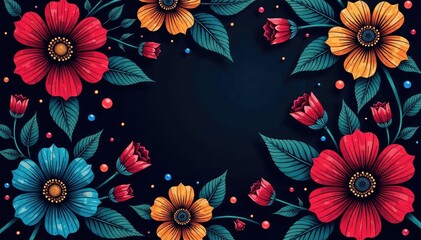 Intricate line art floral pattern, dark background, art, black, design