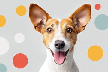 Obraz premium Smart Pet Emotion AI Concept Showcasing an Intelligent Dog With Colorful Accents in a Modern Design