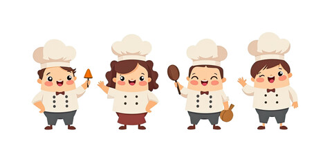 Cute Kid Chefs Cooking Cartoon Illustration - • Cute and Whimsical .