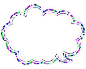 ステンドグラス風吹き出し　三角形模様　丸みのある雲形