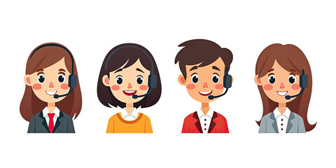 Diverse Customer Support Team, Cartoon Illustration - Diversity & I.