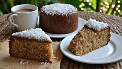 jamaican coconut cake and raw cocoa;