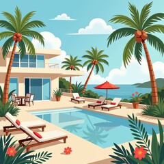 Fototapeta premium Modern vacation style by the pool