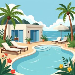 Fototapeta premium Modern vacation style by the pool