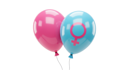 Isolated Pink and Blue Balloons with Gender Symbols