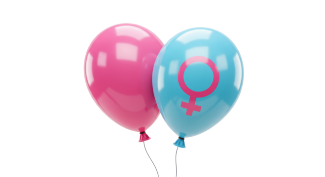 Isolated Pink and Blue Balloons with Gender Symbols