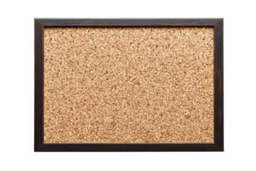 Blank corkboard in dark frame ready for notes messages or mementos Simple rustic design perfect for