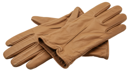 Isolated Pair of Tan Leather Gloves