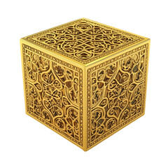 Intricate gold cube box ornate design beautiful craftsmanship