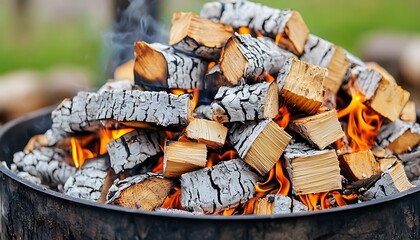 Burning firewood in a metal container