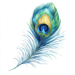 Obraz premium Peacock feather in realistic boho style, elegant and ornate