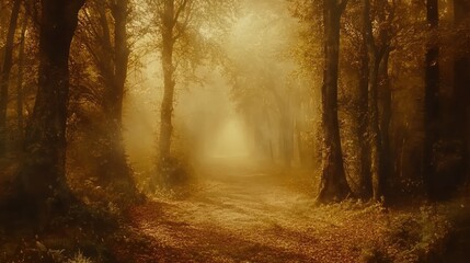 Obraz premium Golden Forest Path