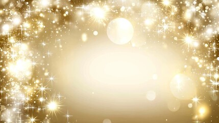 Abstract Festive Background, Golden Blur with Sparkling Stars and Celebration Lights Bokeh Effect