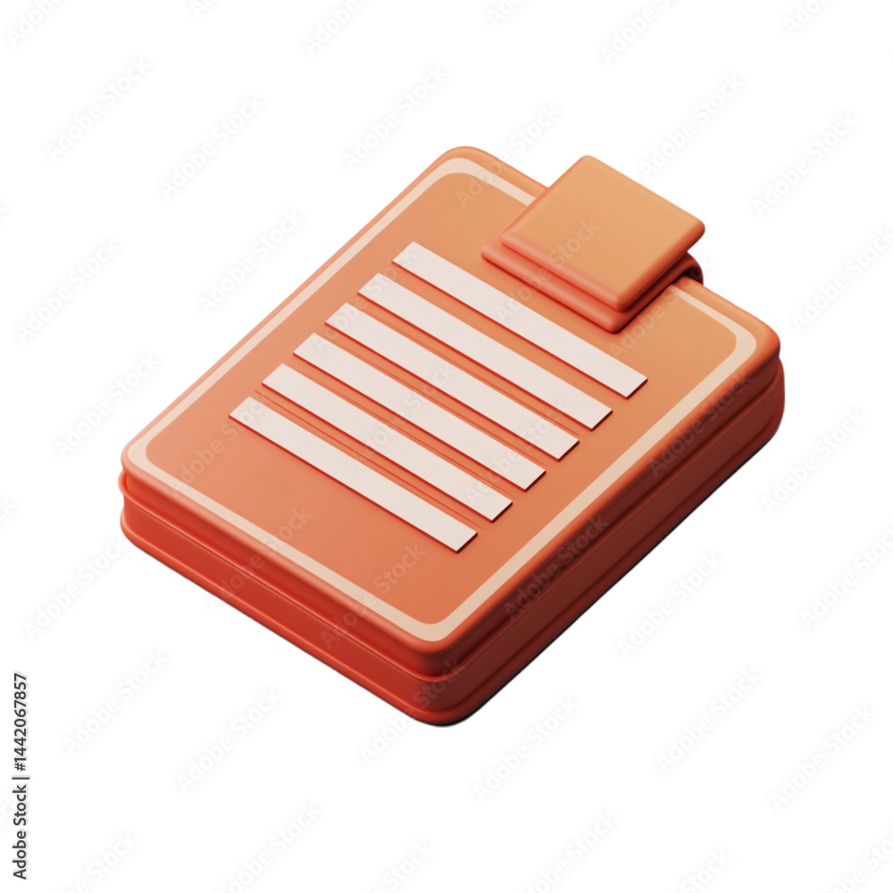 Poster orange digital document icon with blank lines for text a 3d render
