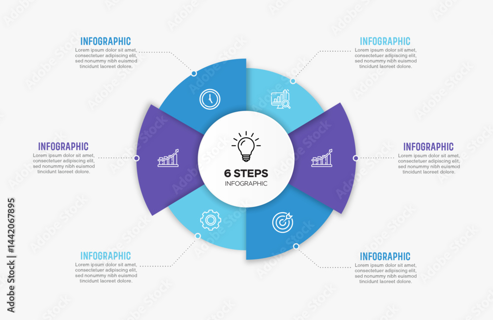 Fototapete vector infographic label design with circle infographics template design and 4-5-6 options or steps.