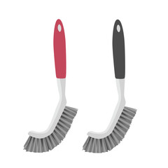 Long handle brush vector illustration in cartoon style. Scrub brush with handle clipart. House cleaning tool, cleaning supplies flat vector isolated on white background.
