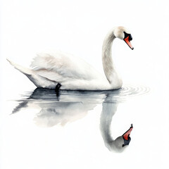 Obraz premium Graceful swan reflects in water, serene and calm, beautiful illustration