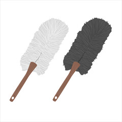 Duster vector illustration in cartoon style. Dust cleaning tool clipart set. House cleaning tool, cleaning supplies flat vector isolated on white background.