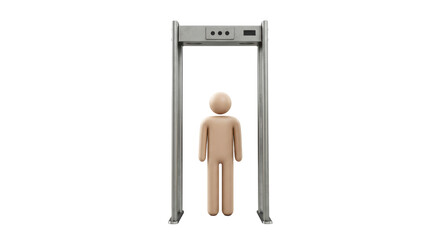 Isolated Metal Detector and Man Figure Signifying Security