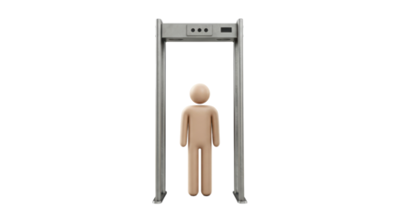 Isolated Metal Detector and Man Figure Signifying Security