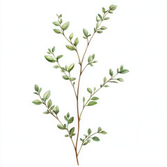 Painted branch illustration gives fresh serene vibe with beautiful leaves