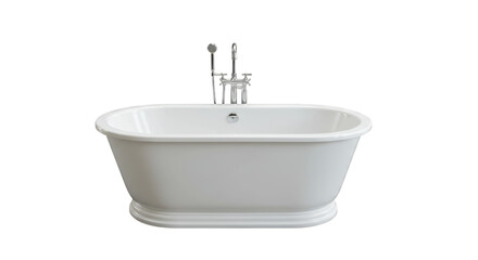 Isolated Elegant White Bathtub with Chrome Fixtures