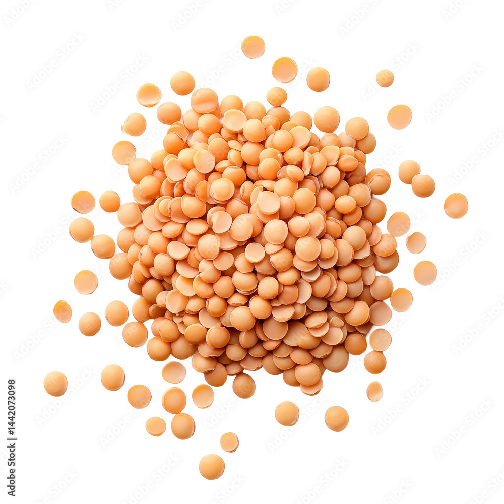 Poster lentils showcased on a clean transparent background highlighting their smooth texture and vibrant co