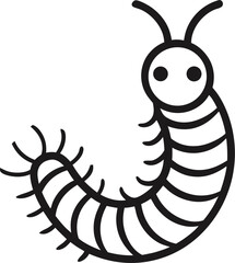 Millipede icon line art vector on transparent  background