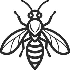 Wasp icon line art vector on transparent background
