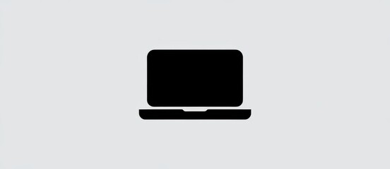 Laptop Computer Silhouette on Light Gray Background for Technology Concepts